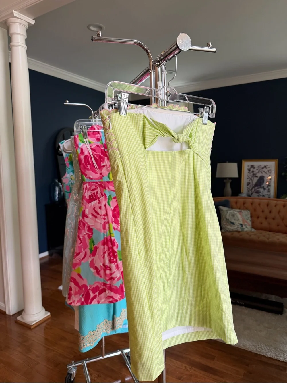 Lilly Pulitzer Strapless Scalloped Yellow Gingham Dress - Picture 2 of 2